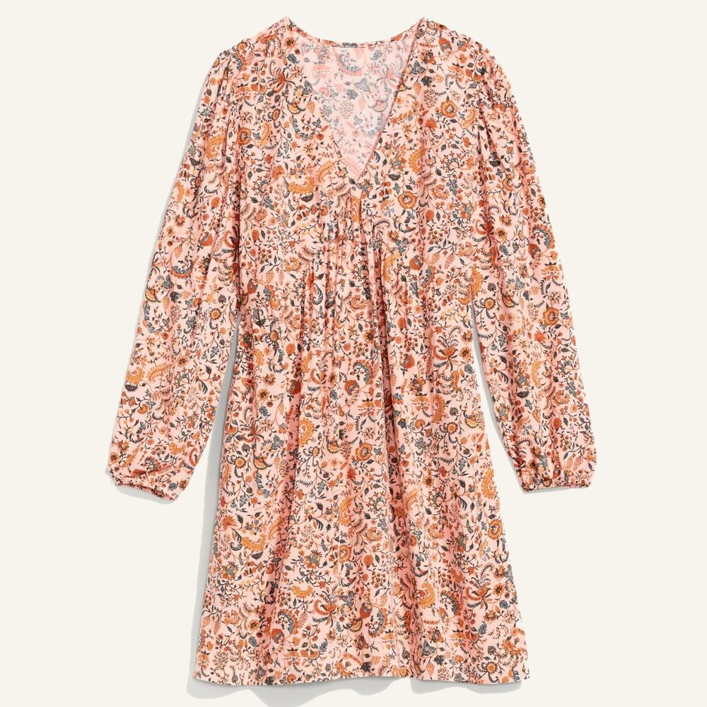 Old Navy Puff-Sleeve Floral Mini Swing Dress